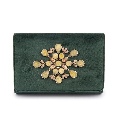 Picture of green velvet handbag