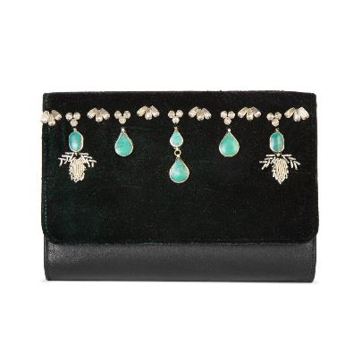 Picture of black velvet handbag