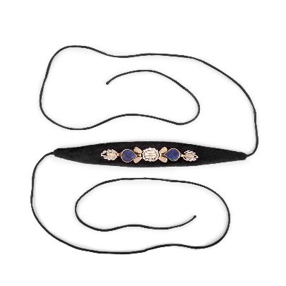 Picture of black velvet choker with blue stone