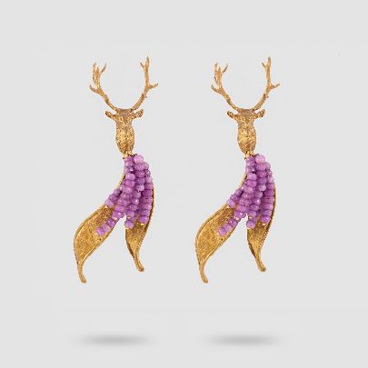 Picture of goose earrings with purple stone