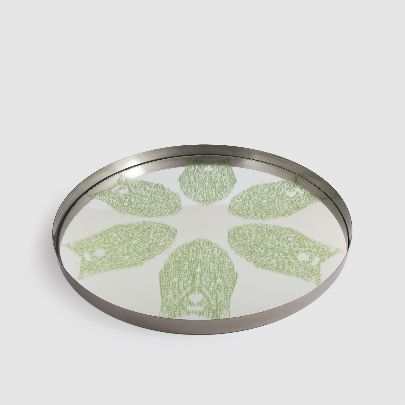 Picture of mirror tray with green pattern