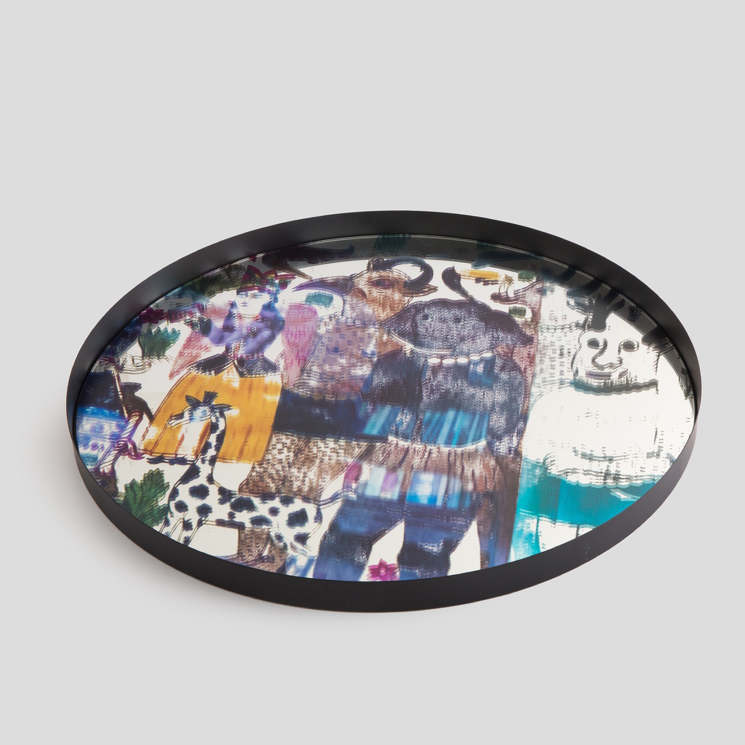 Picture of mirror tray with colorful pattern