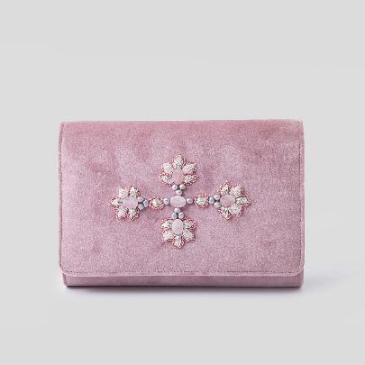 Picture of golestan dark pink velvet clutch