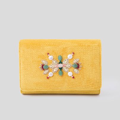 Picture of golestan yellow velvet clutch