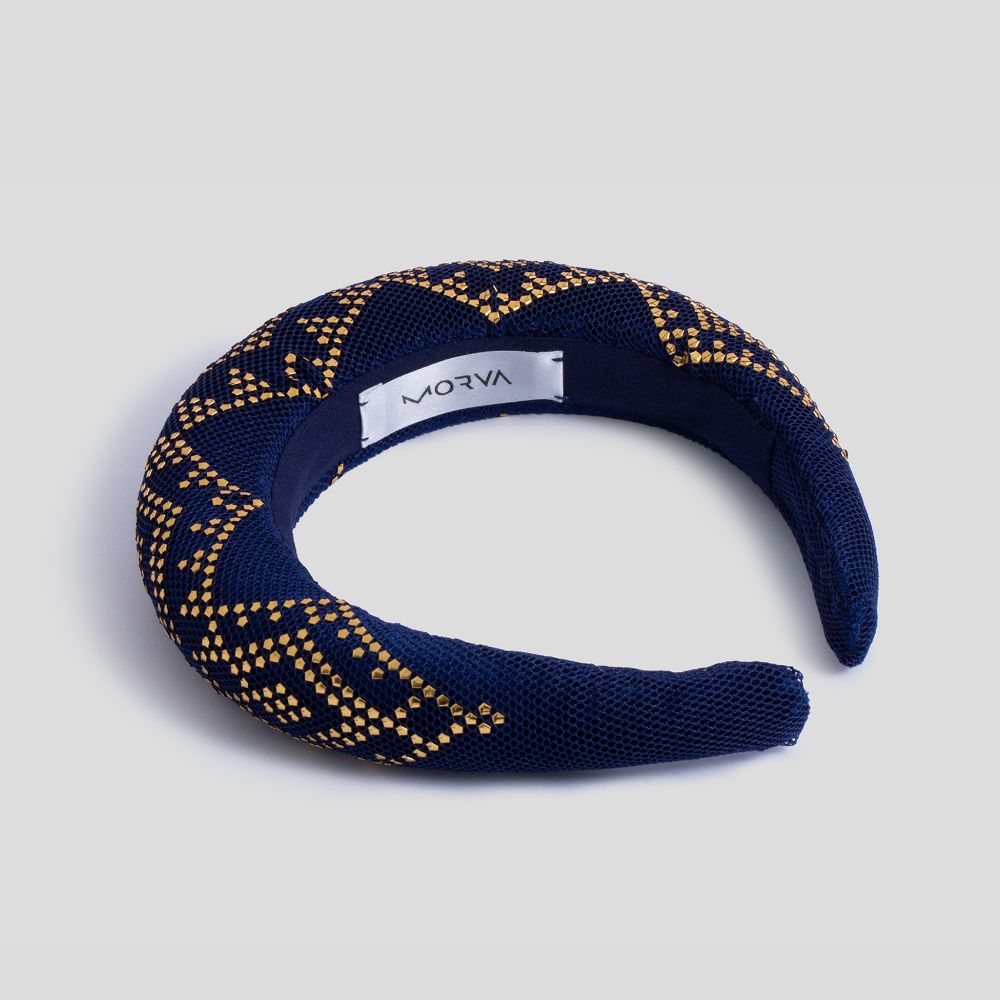 Picture of dark blue and gold hairband