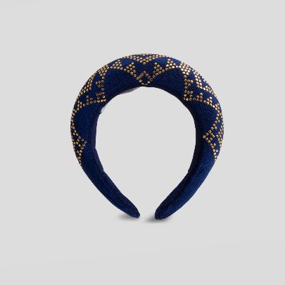 Picture of dark blue and gold hairband