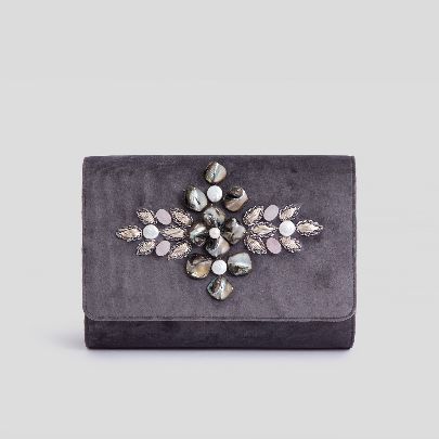 Picture of Grey  velvet Clutch