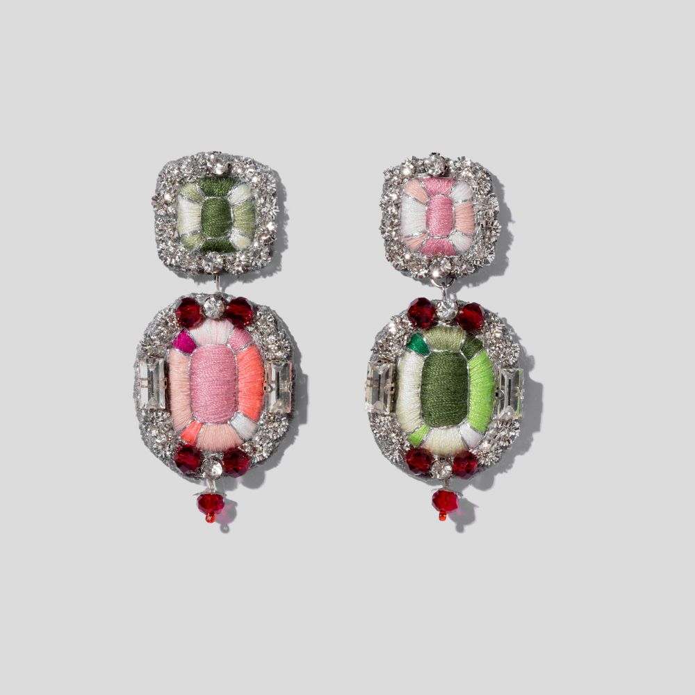 Picture of Colorful jade earrings 