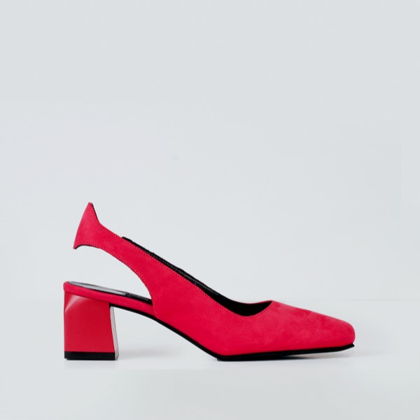 Picture of Women's red nubuck slingback pumps