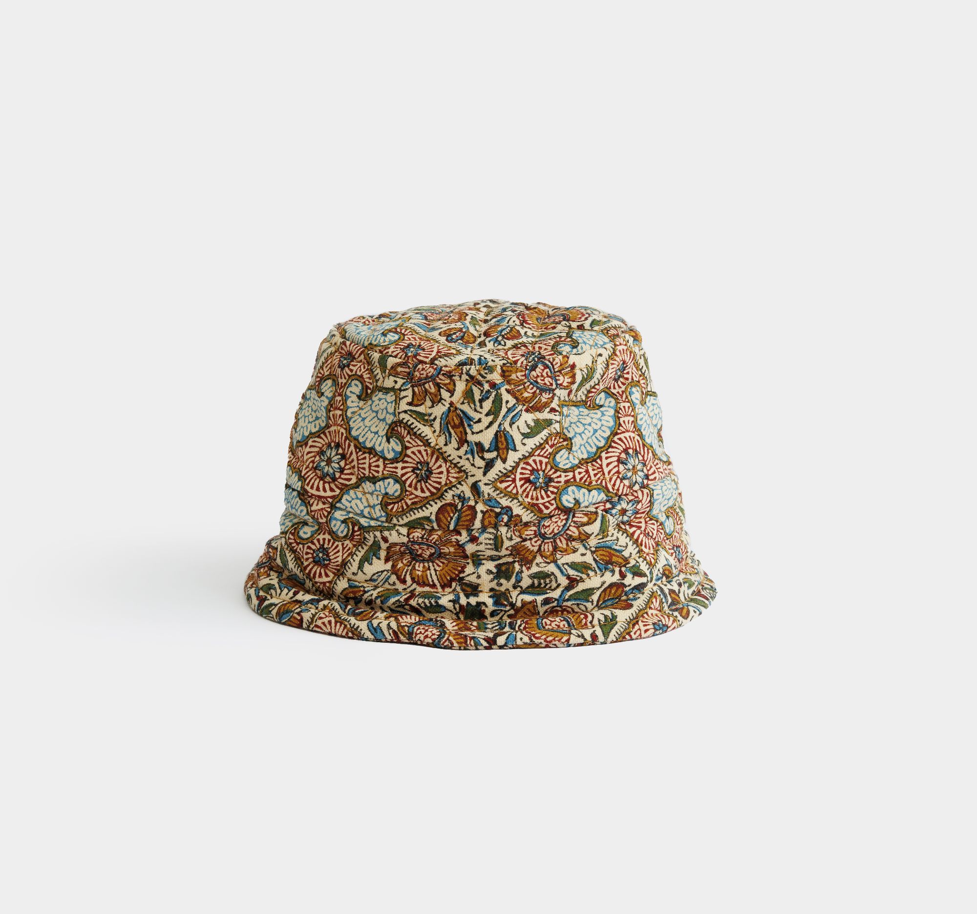 Picture of Red cream linen patterned hat