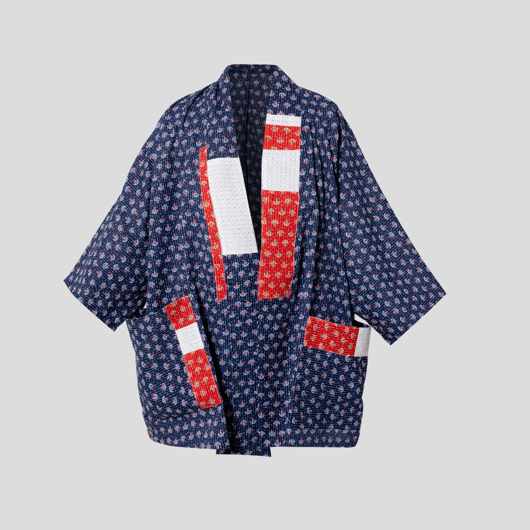 Picture of Floral Navy Blue patch work kimono jacket