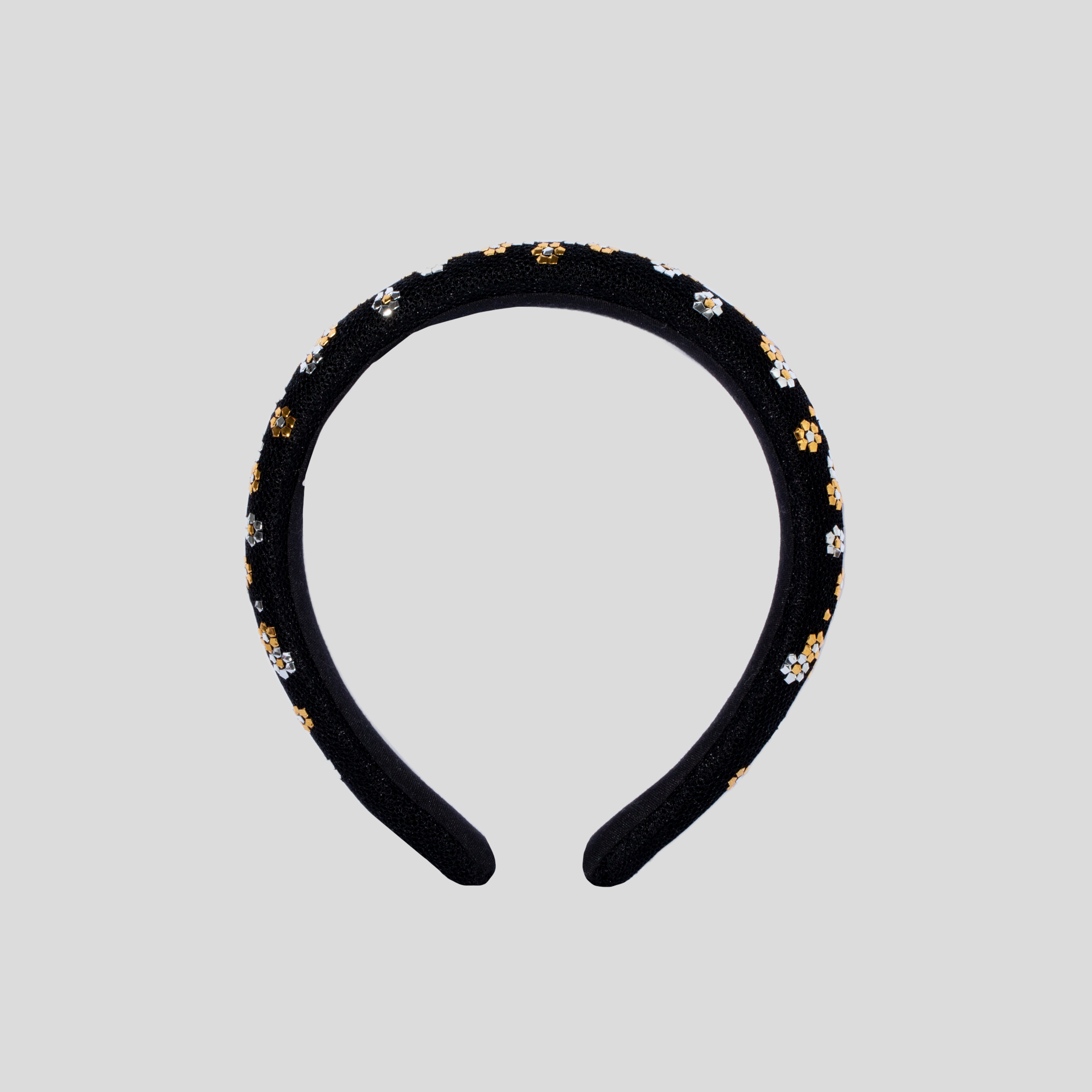 Picture of Black headpiece with golden khouse blossoms