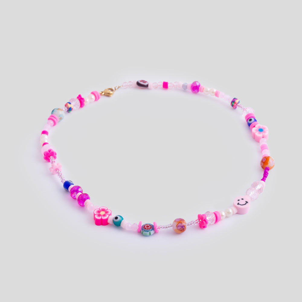 Picture of  Pink happy face necklace