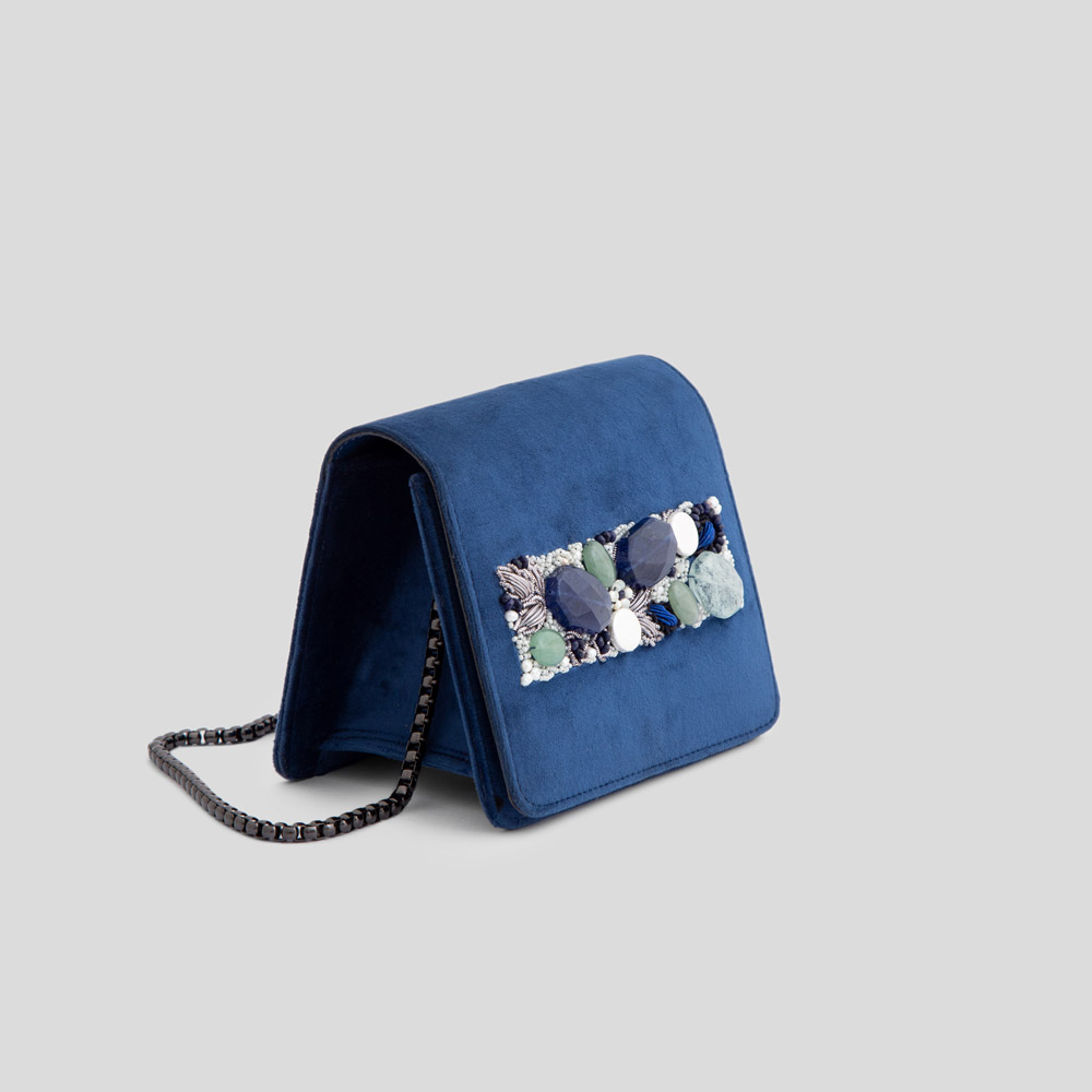 Picture of Navy blue  velvet Clutch