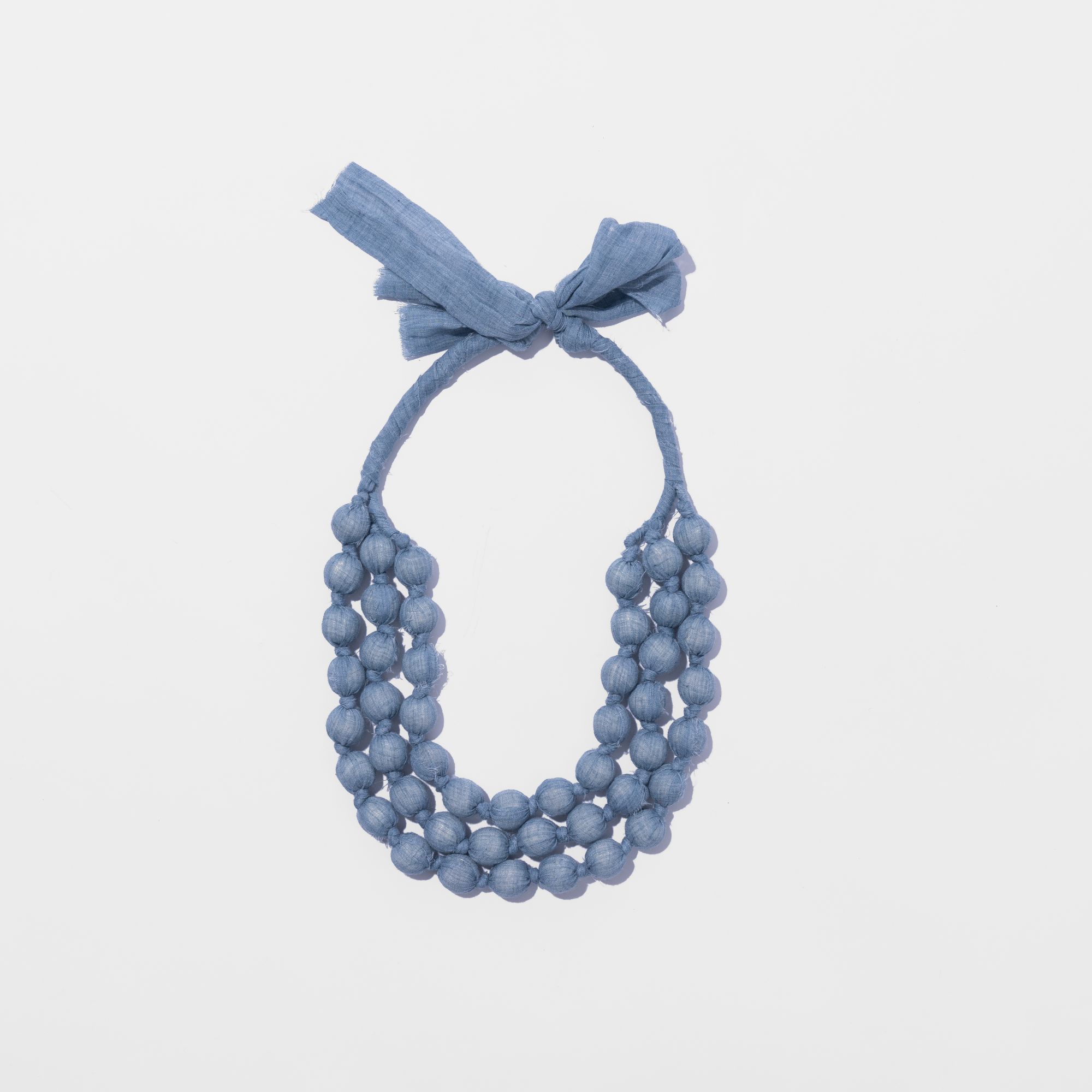 Picture of Blue fabric and bead necklace