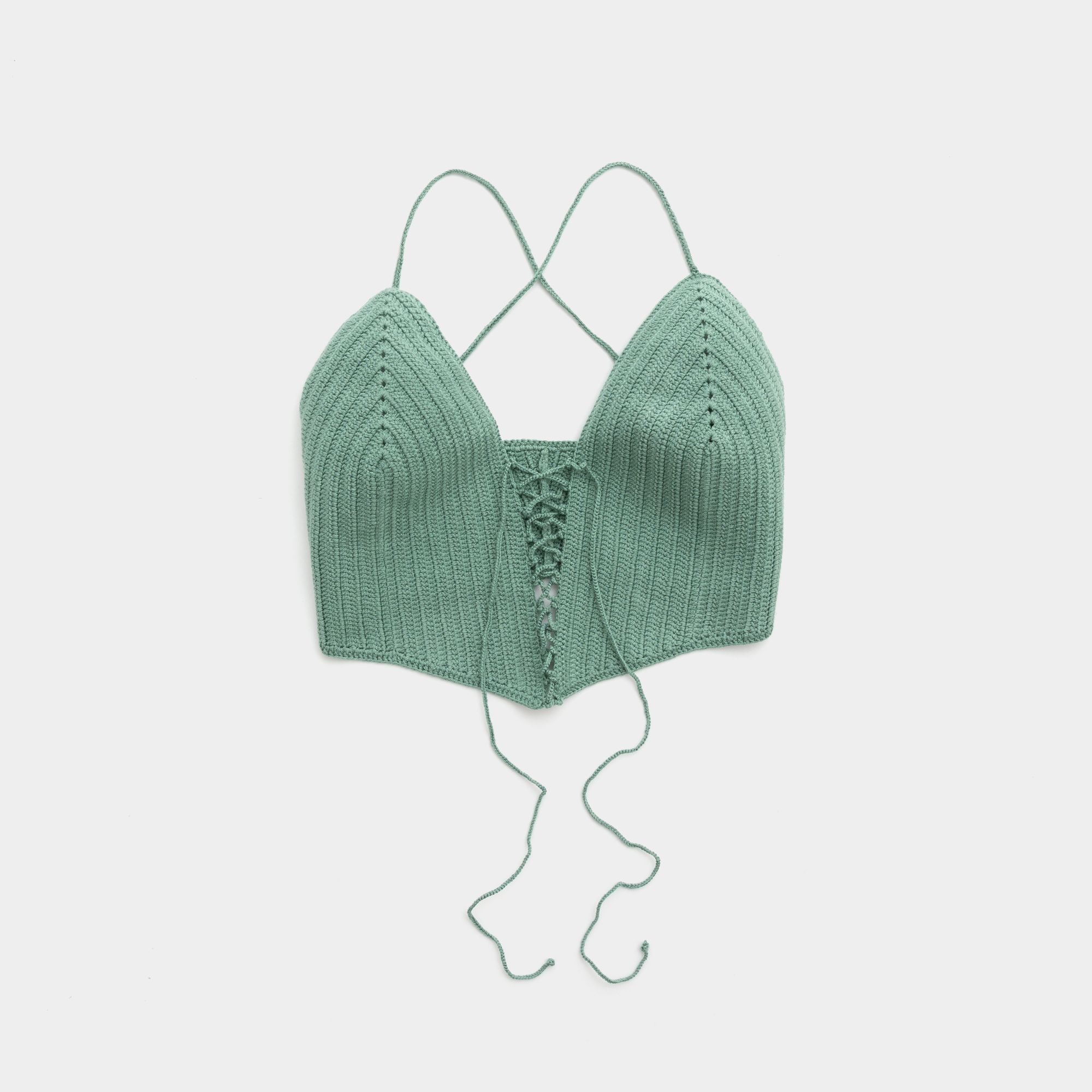 Picture of Hand-knitted Green Strappy Top