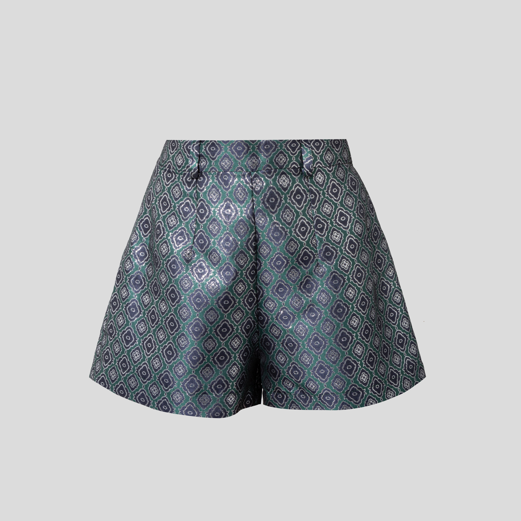 Picture of  Gray and green jacquard women's shorts