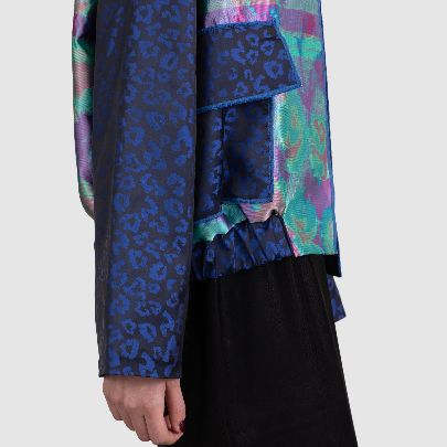 Picture of Women's blue silk jacquard coat