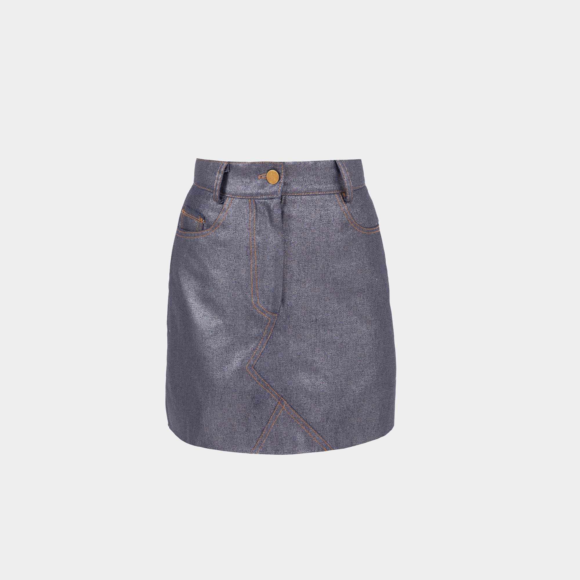 Picture of Women's Metallic Denim Short Skirt