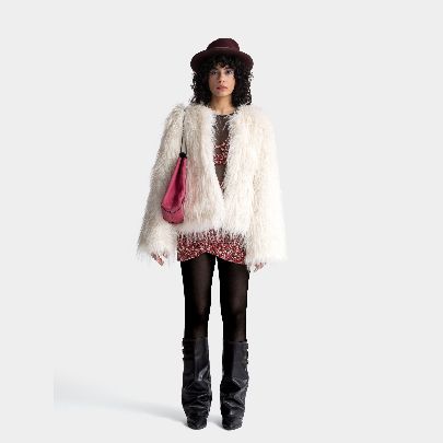 Picture of Lucida white fur coat for women