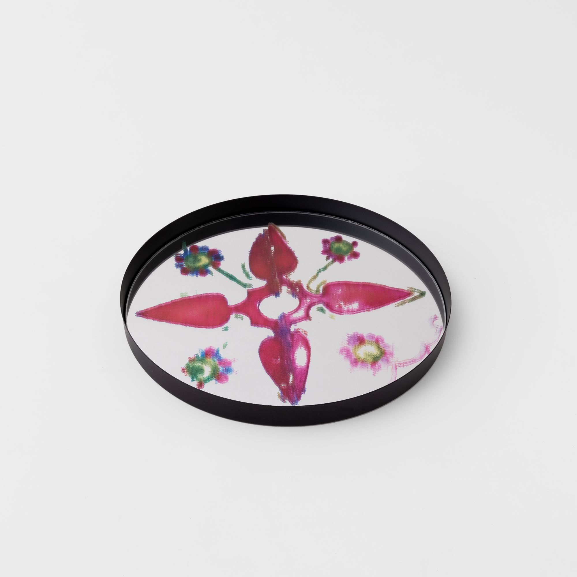 Picture of Magenta leaf mirror tray