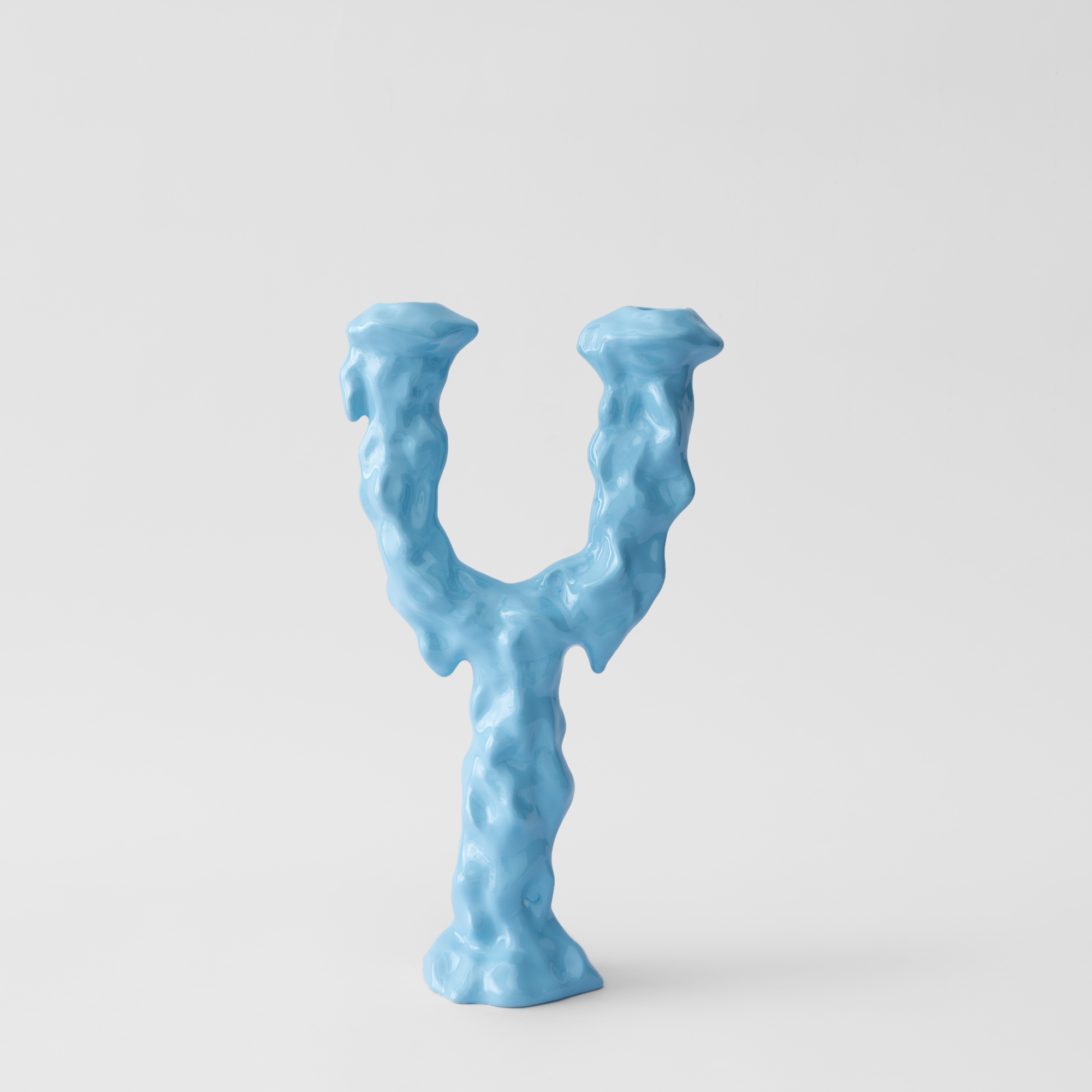 Picture of Candlestick with two branches of blue ceramic tree