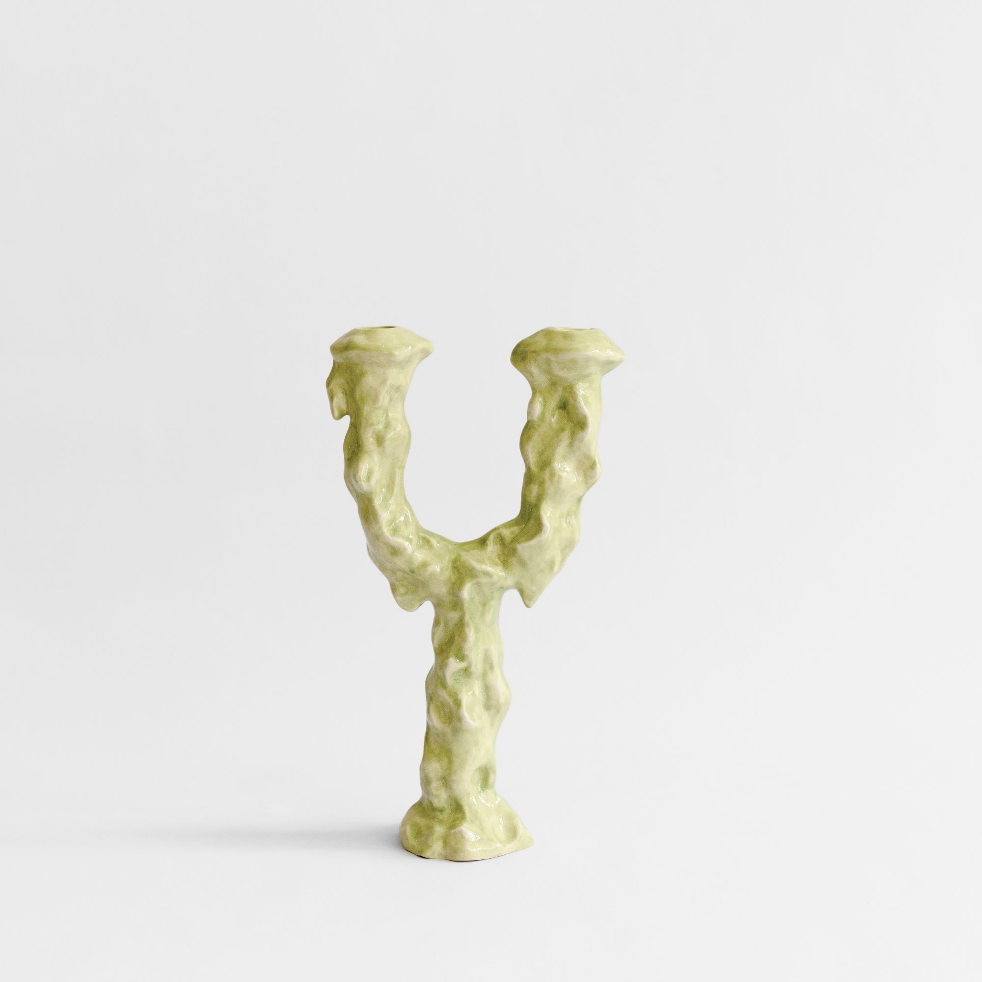 Picture of Candlestick with two branches of  Yellow ceramic tree