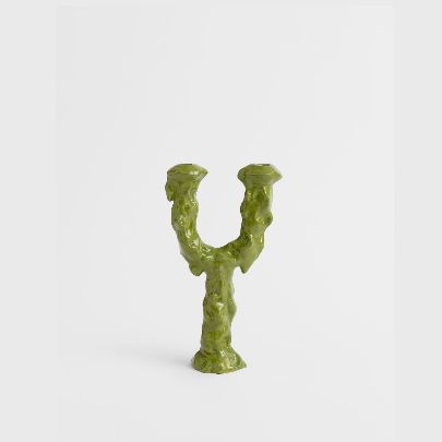 Picture of Pistachio tree ceramic two branch candlestick